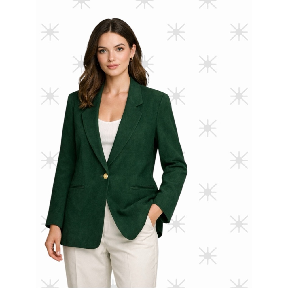 Harris Wallace Vintage Wool Chic Quiet Luxury Heritage Blazer Emerald Green 14